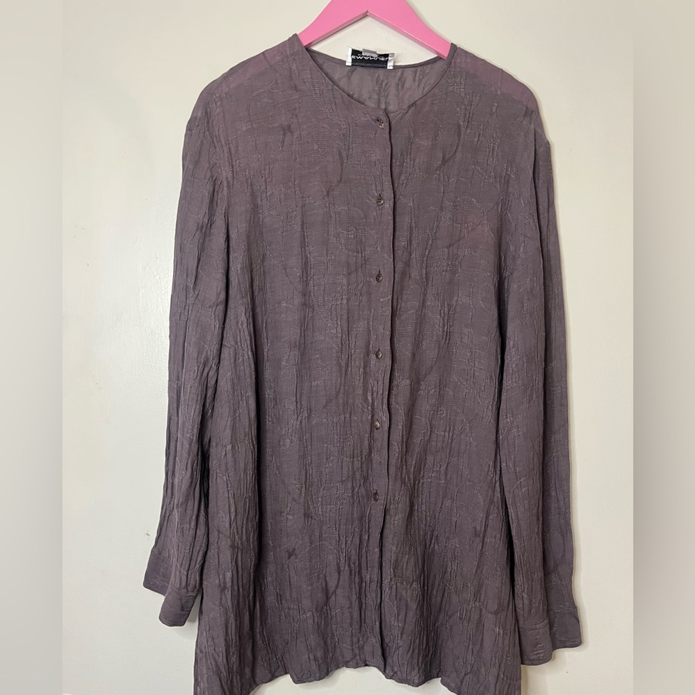 Vintage Emanuel Emanuel Ungaro Semi Sheer Tunic Blouse Top Boho Embroidered M L